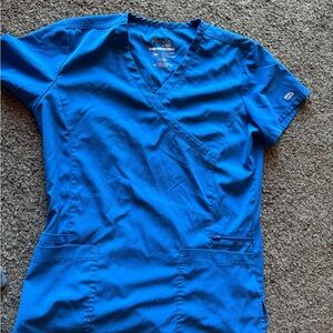 Elevate Mock Wrap Scrub Top Small Royal Blue